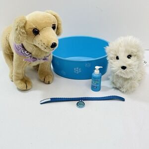 American Girl Doll Sandy Posable Coconut Stiff Grooming Bath Tub Dog Lot